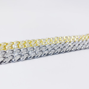 Men's Gold-Plated Cuban Chain with 13mm Moissanite Chain Diamonds Chain, Iced Out Hip-Hop Style Necklace & <b>Bracelet</b> - Product Image 1