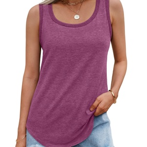 Spandex / Cotton Women's Clothing Womens Loose Fit Casual Flowy Tank <b>Tops</b> Round Neck Trendy Sleeveless Summer <b>Tops</b> Clothes Out - Product Image 3