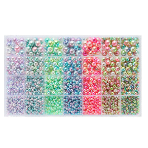 Gradient Color Imitation Pearl 28-Compartment <b>Set</b> 2191pcs DIY Bracelet Accessories for Children Beading Assembly - Product Image 2