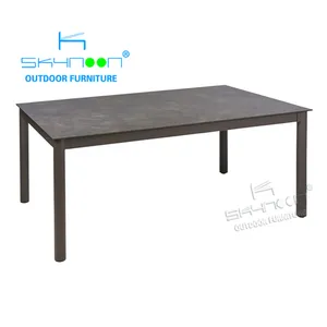 Miglior prezzo di colore grigio scuro patio tavoli da pranzo Moderne e Confortevoli in alluminio per esterni da tavolo di vendita calda tavolo da giardino (71146E)