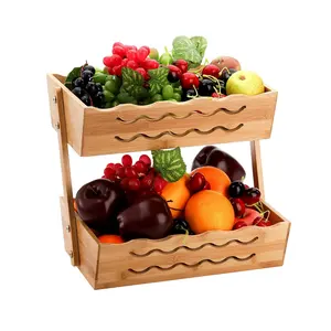 Bamboe Fruitmand 2 Tier Brood Opslag Stand Fruit Groente Display Rack