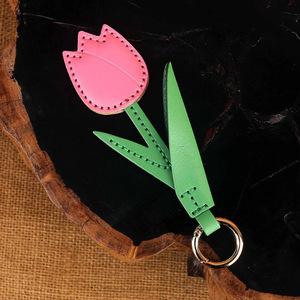 Stocked PU Leather Blue Tulip <b>Bag</b> <b>Charm</b> Cute Leather Tulip Flower Keychain Purse <b>Charms</b> for Tote <b>Bag</b> for Women - Product Image 1