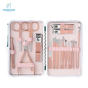 Cadeaux d'activités promotionnelles, vente en gros directe d'usine, ensemble de soins de <span class=keywords><strong>manucure</strong></span> en alliage or rose, dessin animé, coupe-ongles, kit de coupe-ongles, 18 pièces/ensemble - Product Image 6
