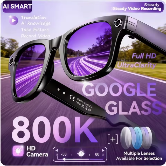 New Dual Camera AI Translation Smart Sunglasses 1200P Photo/Video Recording IPX-6 Waterproof WiFi/5G Voice Assistant for Men