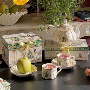 New Product Nutcracker Teapot and Cup Saucer Set Ceramic Coffee and Tea Sets Christmas Gift Set - Product Image 1