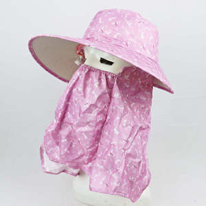 Chapeau seau imprimé libellule rose avec protection du cou pour la protection solaire en extérieur, vêtements décontractés pour femmes adultes - Product Image 1