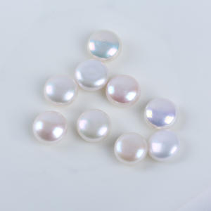 Perles de bouton en perles d'eau douce naturelles blanches de 12-13 mm en gros, perles en vrac, particules non poreuses, matériaux de fabrication de bijoux DIY - Product Image 2