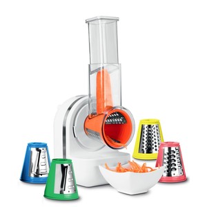 <b>Vegetable</b> <b>Cutter</b> Multifunctional Food Processor With 4 Blades For Shredding <b>Vegetables</b> White 0.6L Capacity - Product Image 1