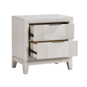 DB Muebles de dormitorio modernos Blanco antiguo 1 pieza Mesita de noche con 2 cajones Frentes de lengüeta Mesita de noche para uso en apartamentos - Product Image 3