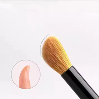 Pinceau à paupières professionnel en poils de blaireau véritable, tête angulaire, manche en bois, logo personnalisé, marque privée, OEM, vente en gros