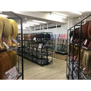 Kostenloses Personalisiertes Logo Salon Vitrine aus Weißem Holz für Echthaar & Perückenverlängerungen Bodenständer für Ladendisplay Perücken - Product Image 6