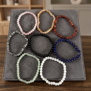 สร้อยข้อมือลูกปัดซันสโตน 8 มม. รูปทรงวงกลม อัญมณีธรรมชาติ เครื่องประดับบำบัดสำหรับการทำสมาธิ พกพาสะดวก ผลิตด้วยเทคนิคการร้อยลูกปัด - Product Image 6