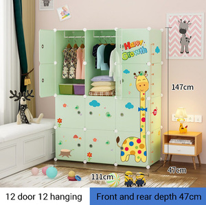 <span class=keywords><strong>Armoire</strong></span> en <span class=keywords><strong>plastique</strong></span> détachable à trois niveaux personnalisable, moderne, pour chambre d'enfant, avec cintre à vêtements et design facile à nettoyer - Product Image 6