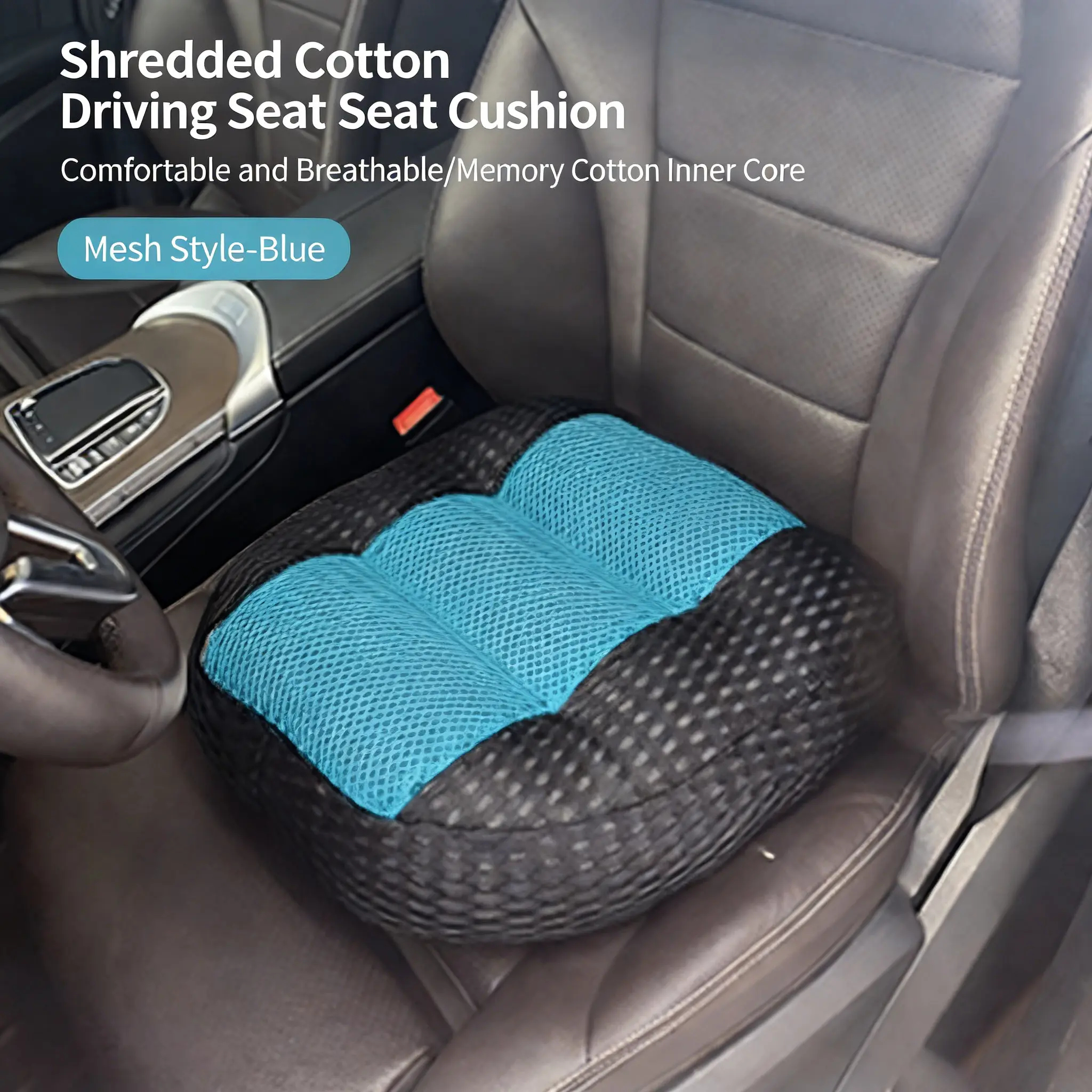 Grid pattern in black with accents of blue.