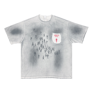 T-shirt Vintage American Psycho con Stampa Americana, Vestibilità Larga, Effetto Lavato, Tinta Effetto Fango, Effetto Consumato e Strappato, Grafica Vintage, 100% Cotone - Product Image 3
