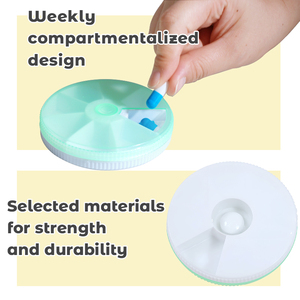 Caja de pastillas semanal de <span class=keywords><strong>7</strong></span> días, organizador redondo de <span class=keywords><strong>7</strong></span> rejillas, caja de medicinas, caja de almacenamiento de un día para pastillas sin dañar las manos - Product Image 4