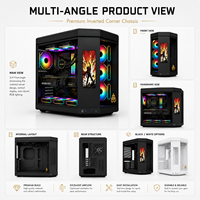 Caja de PC para Juegos Hotbell Panoramic Triple Glass con Pantalla Vertical, Alto Flujo de Aire, Chasis de Computadora de Escritorio sin Herramientas