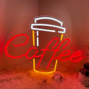 مخصص نيون ضوء فنجان قهوة مضيئة علامة ليد حزب مقهى متجر عيد الميلاد لم الشمل غرفة جدارية المنزل شخصية الديكور الجدار