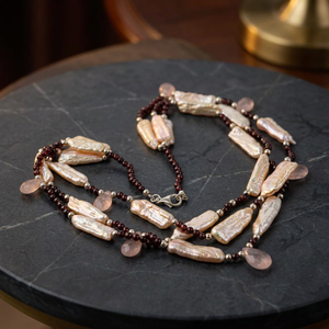Collier Bohème en Argent 925 avec Perles et Pierre Grenat pour Femme, Style Ethnique Quotidien - Product Image 3
