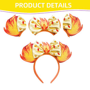 عصابة رأس على شكل أذني فأر مع عناصر النار والماء، إكسسوار شعر للحفلات التنكرية في الهالوين، عصابات شعر بقرون شيطانية للنساء والفتيات والأطفال - Product Image 3