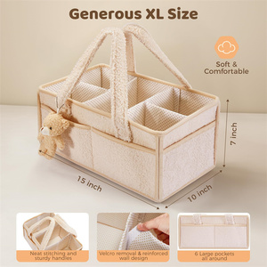 Baby Diaper Caddy with Handle Baby <b>Storage</b> <b>Basket</b> <b>for</b> Baby Wipes Car Nursery Caddy Organizer Foldable Travel <b>for</b> Mommy Bag - Product Image 3