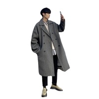 Manteau long en laine pour homme automne-hiver, style coréen, imperméable, double boutonnage, épais