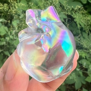Cœur en cristal de quartz Aura Angel sculpté à la main, en cristal naturel, pour la décoration (vente en gros) - Product Image 4