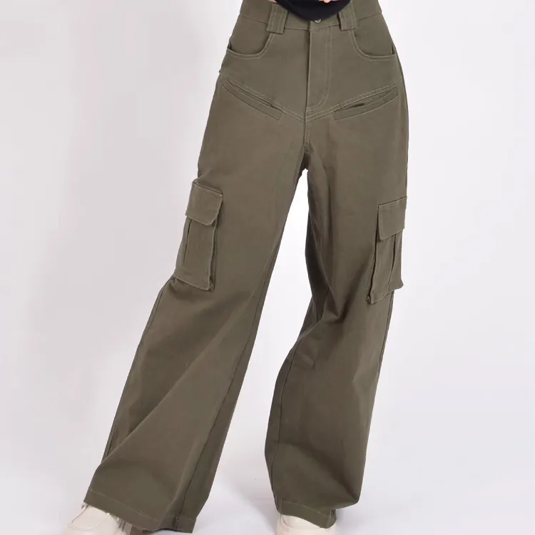 2023 yeni moda Streetwear pantolon tasarım özel yüksek bel kargo pantolon kadın kadın gevşek pantolon ve pantolon