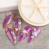 Perles pour ongles 3D de tailles variées, élégantes, blanches, à paillettes, rondes et demi-rondes, breloques et décorations pour ongles DIY