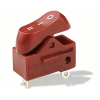 Interrupteur à bascule rouge/noir KCD1-305, unipolaire SPST, interrupteur de puissance incurvé, 3P, 2 vitesses, 3 pieds, 2 positions, 10A, 250VAC, plastique