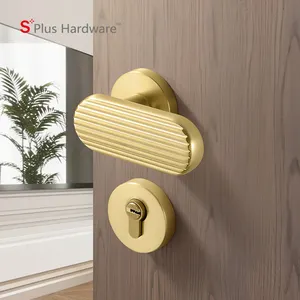 Kunci pegangan pintu desain cangkang emas Interior mutiara kunci pegangan pintu kamar tidur