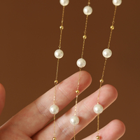 Collar de Cadena de Eslabones de Acero Inoxidable con Perlas de Imitación Geométricas Modernas de Alta Calidad, Chapado en Oro de 18K, Joyería de Regalo