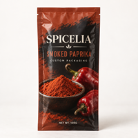 Sachet d'emballage personnalisé pour paprika fumé, petit sachet en plastique à trois soudures latérales pour épices avec impression personnalisée