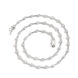 EYIKA oro bianco placcato rotondi da Tennis <span class=keywords><strong>con</strong></span> catena sottile 3MM semplice Design distanziatore 5A CZ collana di diamanti da donna - Product Image 1