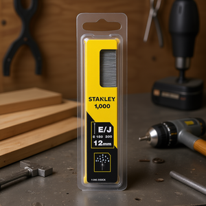 Clavos Stanley E/J de 12 mm, paquete de 1000, recubiertos de zinc, para fijación en madera y metal - Product Image 3