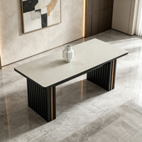 Ensemble de table et de chaises à manger en pierre carrée italienne, design minimaliste moderne pour la maison et l'hôtel
