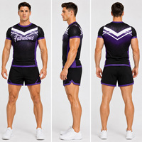 Seragam Latihan Cheerleading Warna Ungu Kustom dengan Pita Belakang, Bertabur Rhinestone, Tulisan Menarik, Set Latihan Varsity