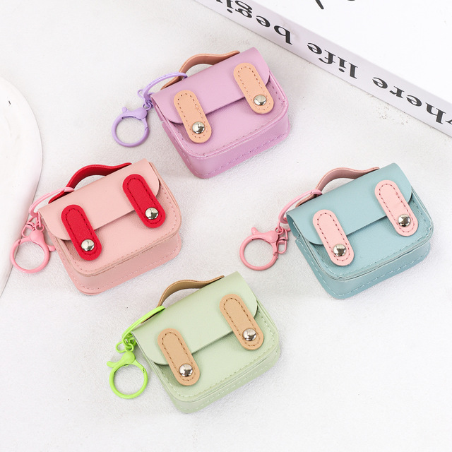 Mini Coin Purse Keychain Car Hanging Ornament Leather Small Backpack Cartoon Key Ring for AirPods Case Bag Pendant