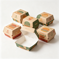 Boîte à hamburger en carton blanc 4C personnalisée, écologique, en matériaux recyclés, emballage alimentaire compostable pour la restauration rapide