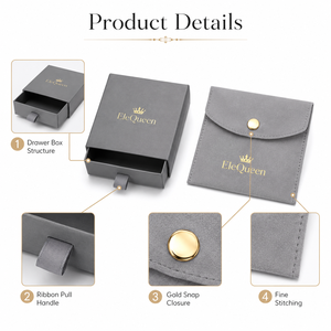 Eco Friendly Jewelry Packaging Set Drawer Box And Velvet Pouch Soft Velvet Lining For Fashion Jewelry Daily Use And Corporate - Product Image 2