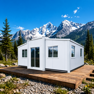 Casa Container Espandibile Bianca Semplice su Piattaforma in Legno Massello LV8 Antisismica Impermeabile per Soggiorni Panoramici in Montagna - Product Image 1