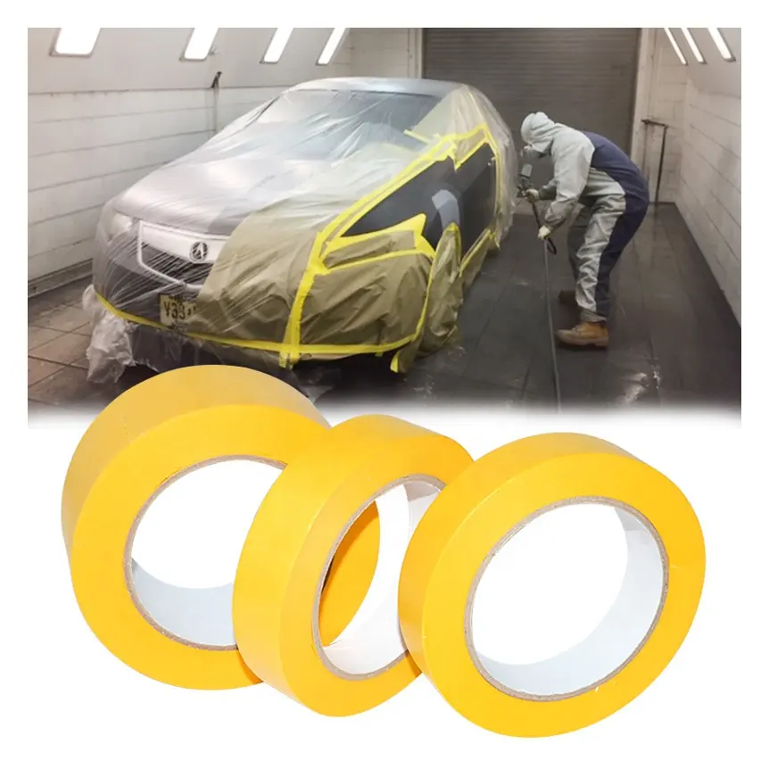 Masking Tape Refinish Auto Car Spray Paint Tape High Temperature Removal Yellow Crepe Paper Powder Coating Offer Rubber Yh-pcvwv