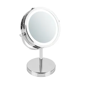 Best Seller LED Makeup Mirror Double Sides Swivel Lighted Cosmetic Mirror with Magnification 1X/5X/7X/10X for Table Top Vanity