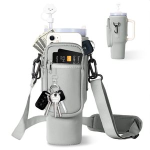 Groothandel Hete Verkoop Neopreen Bekerhouder Tas Mode Draagbare Riem Tote Waterfles Houder Met Rits Telefoonzak