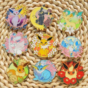 Nouvelle Broche Ronde en Métal Émaillé Elfes Mignons, Accessoire Épinglette Elfes, Emballée Séparément - Product Image 3
