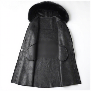 Elegant Long Winter <b>Coat</b> With <b>Fur</b> <b>Hood</b> And Pockets Thick Wool Blend Outerwear For <b>Women</b> Warm Button Closure Solid <b>Black</b> - Product Image 6