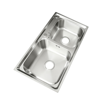 Évier de cuisine double classique en acier inoxydable, design encastrable, avec bacs multifonctions