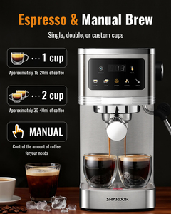 <span class=keywords><strong>Macchina</strong></span> per Espresso <span class=keywords><strong>Compatta</strong></span> 20 Bar in Acciaio Inox con Montalatte a Vapore - Product Image 2