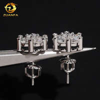 Boucles d'oreilles clous en argent 925 style hip-hop en forme de fleur, serties de moissanite VVS avec certificat GRA, pour livraison directe