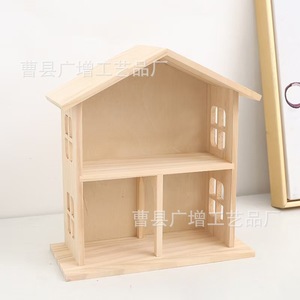 Wooden House Storage Rack 2 Tier Mini <b>Shelf</b> For Dolls Figurines Home Decor <b>Desktop</b> Organizer - Product Image 4
